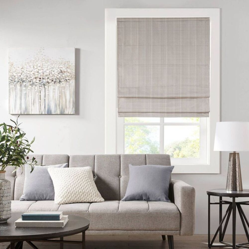 35"x64" Paxton Basketweave Room Darkening Cordless Roman Shade - Taupe